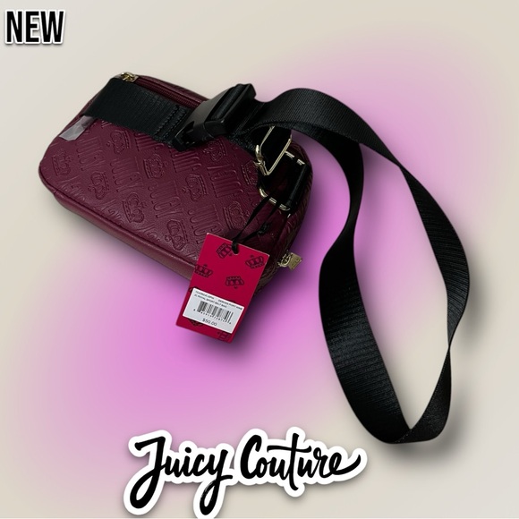 New NWT Juicy Couture Fanny Pack Belt Bag Purse - Maroon - Picture 5 of 7